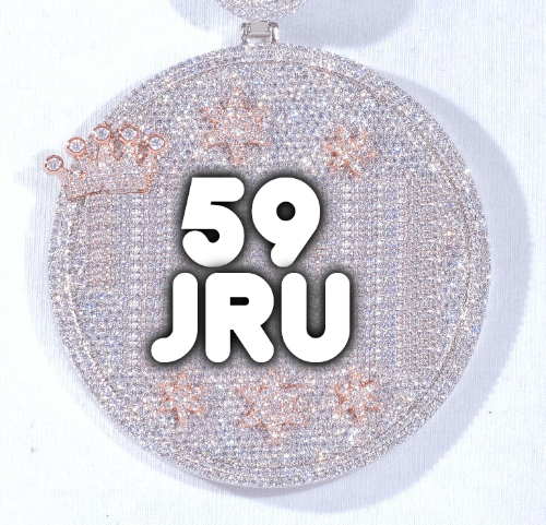 CUSTOM LETTER NECKLACE 3D BIG CROWN DISC