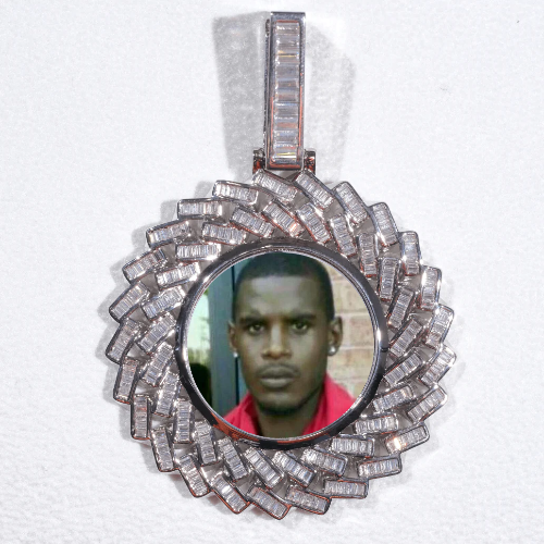 Large 3D Baguette Custom Picture Pendant