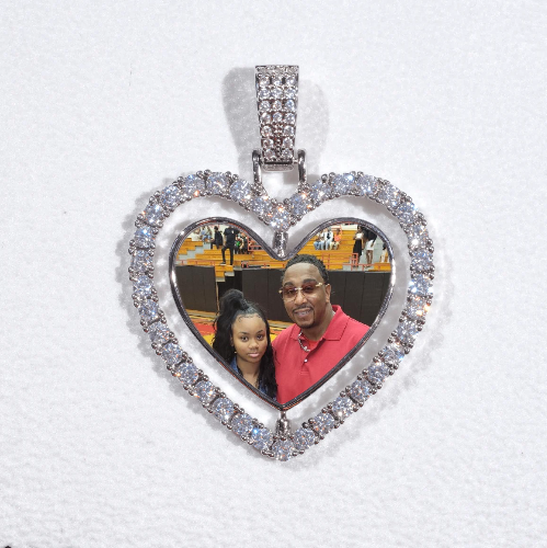 3D Spinning 2-Faced Heart Custom Picture Pendant