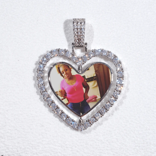 3D Spinning 2-Faced Heart Custom Picture Pendant
