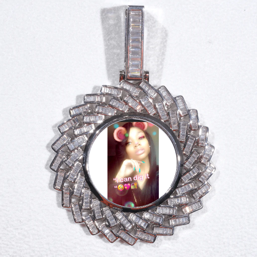 Large 3D Baguette Custom Picture Pendant