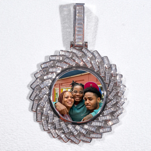 Large 3D Baguette Custom Picture Pendant