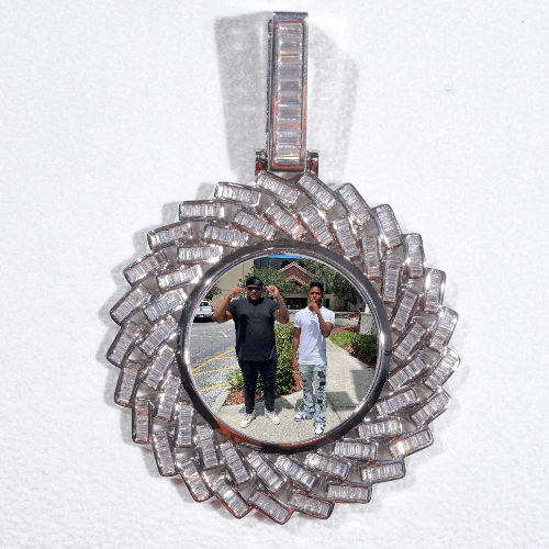 Large 3D Baguette Custom Picture Pendant
