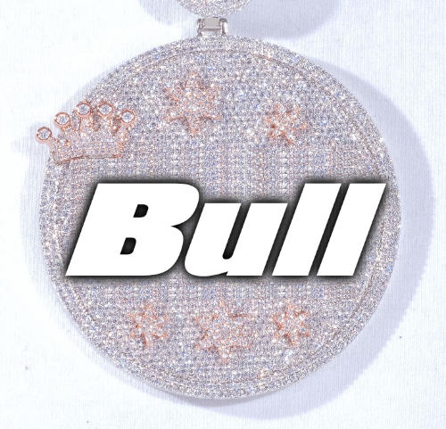 CUSTOM LETTER NECKLACE 3D BIG CROWN DISC