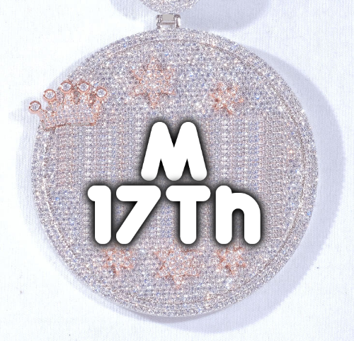CUSTOM LETTER NECKLACE 3D BIG CROWN DISC