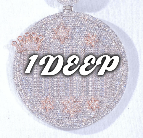 CUSTOM LETTER NECKLACE 3D BIG CROWN DISC