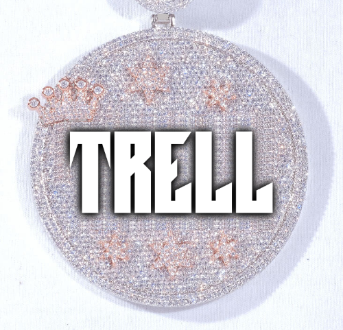 CUSTOM LETTER NECKLACE 3D BIG CROWN DISC