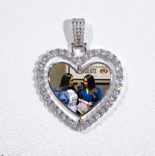 3D Spinning 2-Faced Heart Custom Picture Pendant