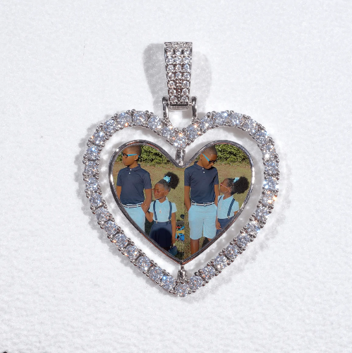 3D Spinning 2-Faced Heart Custom Picture Pendant