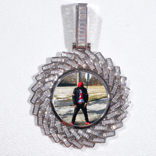 Large 3D Baguette Custom Picture Pendant