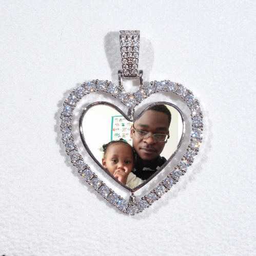 3D Spinning 2-Faced Heart Custom Picture Pendant