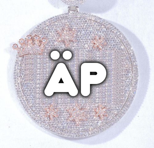 CUSTOM LETTER NECKLACE 3D BIG CROWN DISC