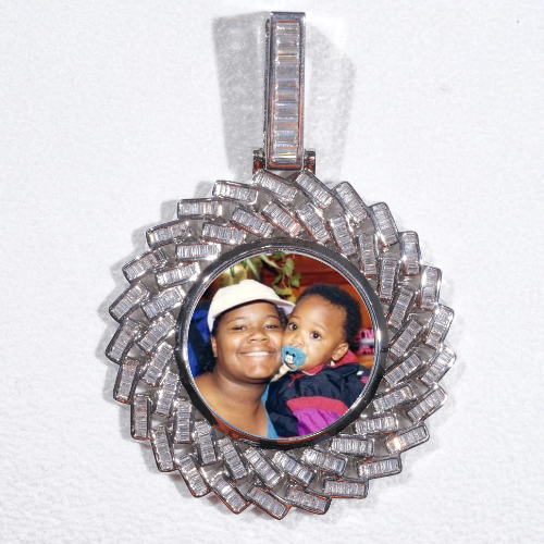 Large 3D Baguette Custom Picture Pendant