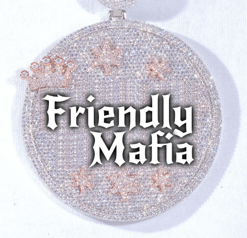 CUSTOM LETTER NECKLACE 3D BIG CROWN DISC