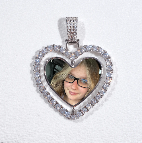 3D Spinning 2-Faced Heart Custom Picture Pendant
