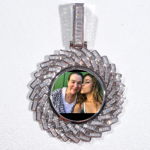 Large 3D Baguette Custom Picture Pendant
