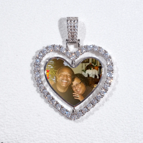 3D Spinning 2-Faced Heart Custom Picture Pendant