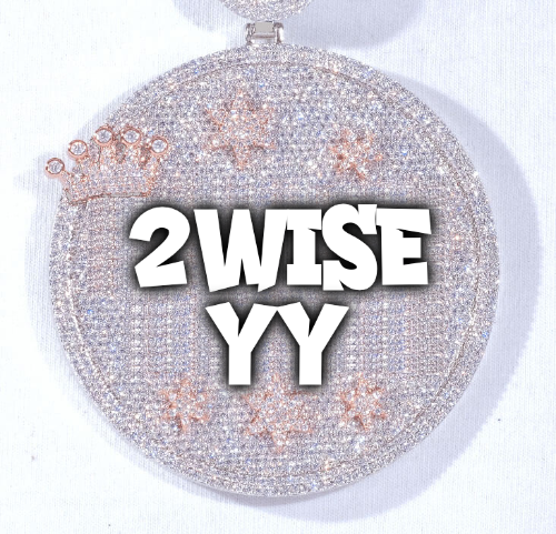 CUSTOM LETTER NECKLACE 3D BIG CROWN DISC