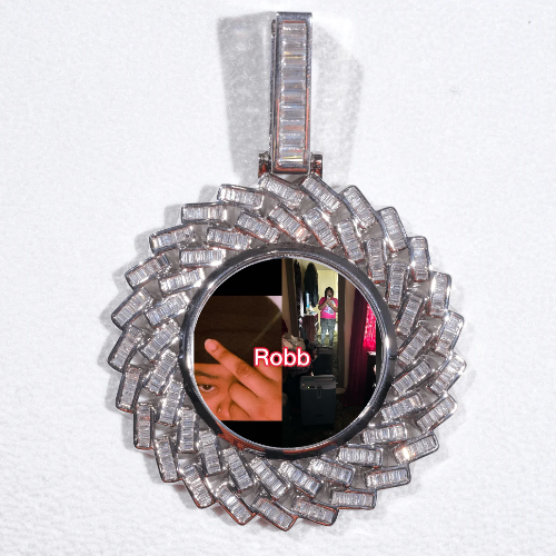 Large 3D Baguette Custom Picture Pendant