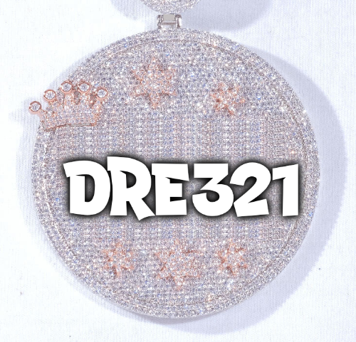 CUSTOM LETTER NECKLACE 3D BIG CROWN DISC
