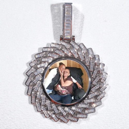 Large 3D Baguette Custom Picture Pendant