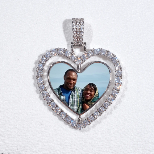 3D Spinning 2-Faced Heart Custom Picture Pendant