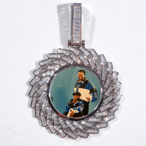 Large 3D Baguette Custom Picture Pendant