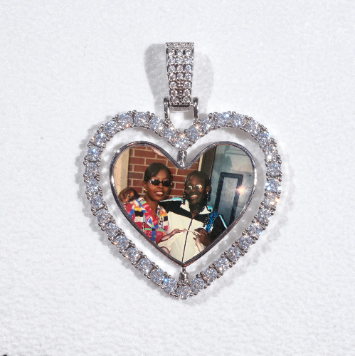 3D Spinning 2-Faced Heart Custom Picture Pendant