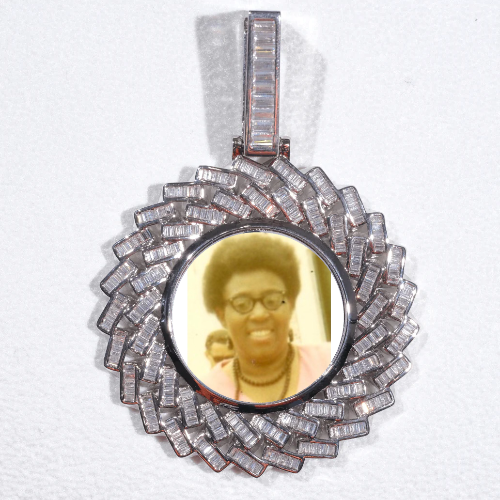 Large 3D Baguette Custom Picture Pendant