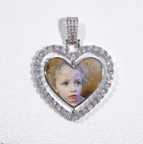 3D Spinning 2-Faced Heart Custom Picture Pendant