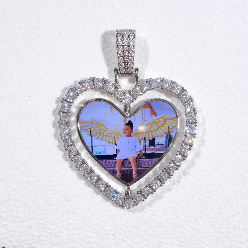 3D Spinning 2-Faced Heart Custom Picture Pendant