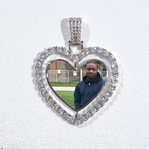 3D Spinning 2-Faced Heart Custom Picture Pendant