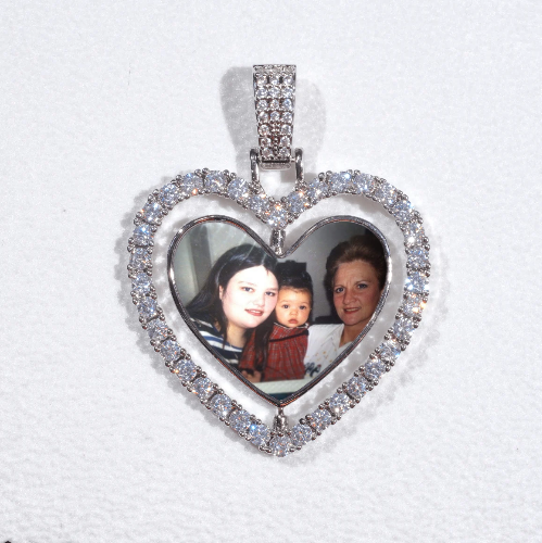 3D Spinning 2-Faced Heart Custom Picture Pendant