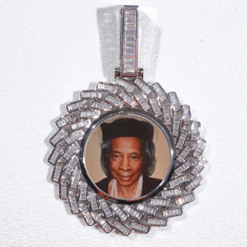 Large 3D Baguette Custom Picture Pendant