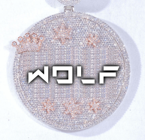 CUSTOM LETTER NECKLACE 3D BIG CROWN DISC