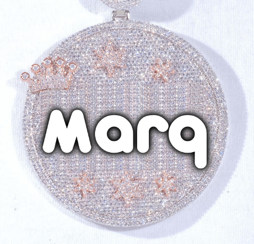 CUSTOM LETTER NECKLACE 3D BIG CROWN DISC