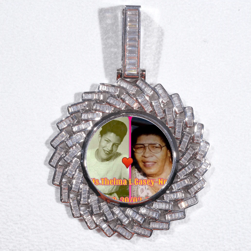 Large 3D Baguette Custom Picture Pendant