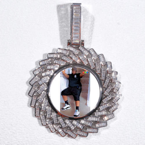 Large 3D Baguette Custom Picture Pendant