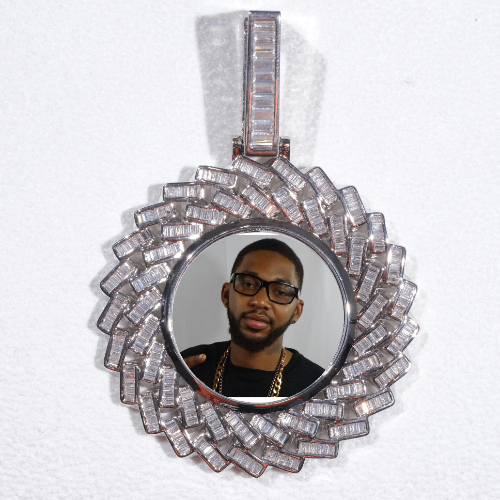 Large 3D Baguette Custom Picture Pendant