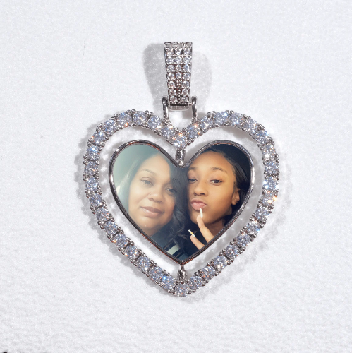 3D Spinning 2-Faced Heart Custom Picture Pendant