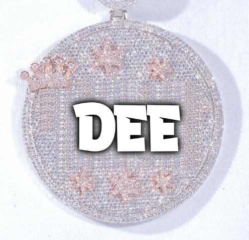 CUSTOM LETTER NECKLACE 3D BIG CROWN DISC