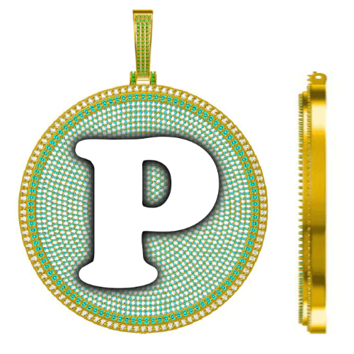 CUSTOM LETTER NECKLACE 3D BIG DISC