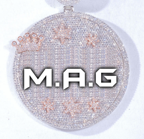 CUSTOM LETTER NECKLACE 3D BIG CROWN DISC