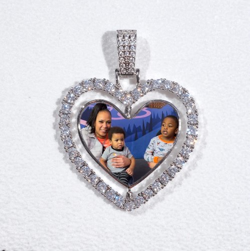 3D Spinning 2-Faced Heart Custom Picture Pendant
