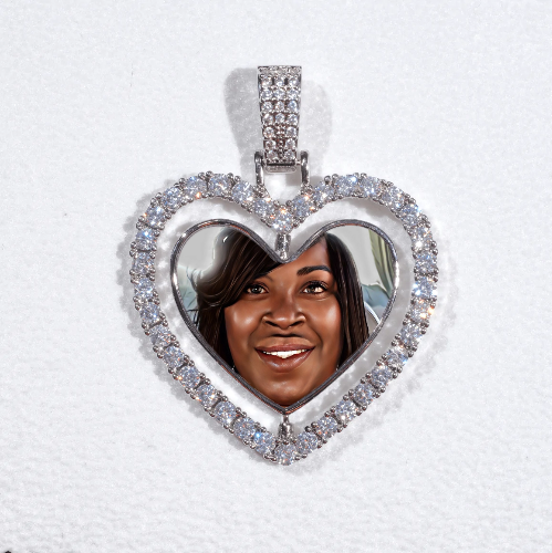 3D Spinning 2-Faced Heart Custom Picture Pendant
