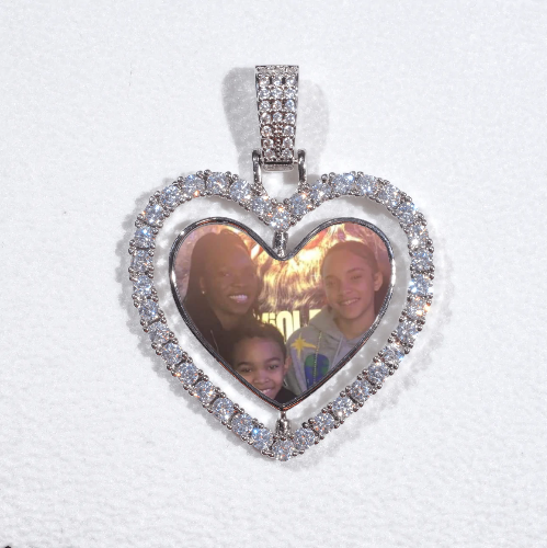 3D Spinning 2-Faced Heart Custom Picture Pendant