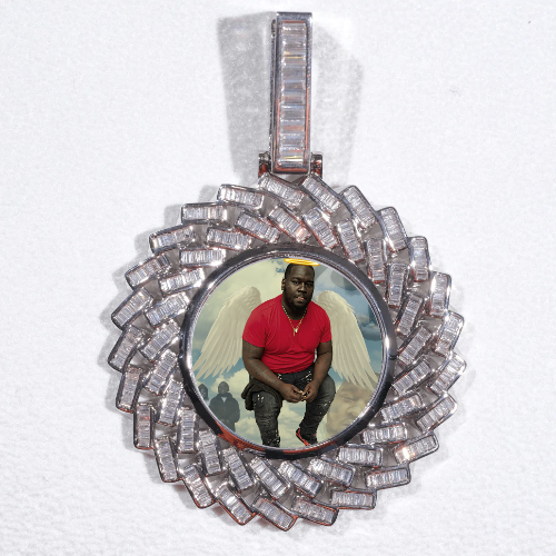 Large 3D Baguette Custom Picture Pendant