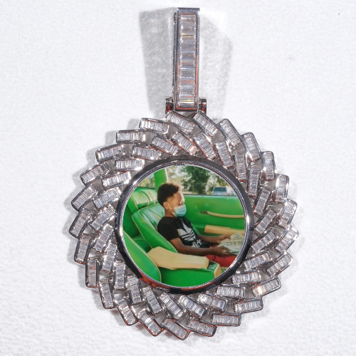 Large 3D Baguette Custom Picture Pendant