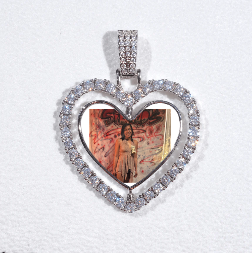 3D Spinning 2-Faced Heart Custom Picture Pendant