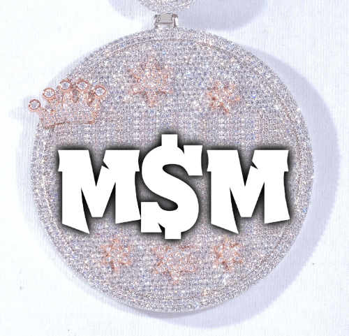 CUSTOM LETTER NECKLACE 3D BIG CROWN DISC